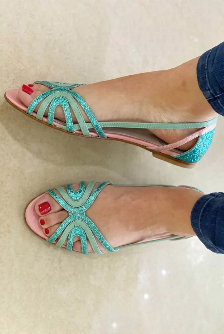Belarmina - Sandály Peep toe v metalickém provedení