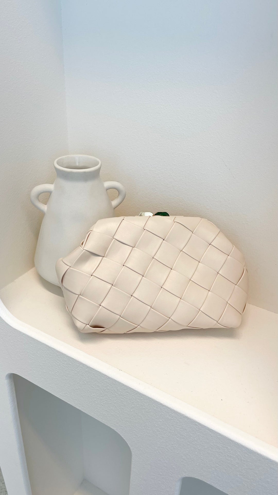 Beige Woven Vasanti Clutch