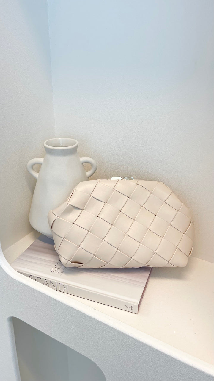 Beige Woven Vasanti Clutch