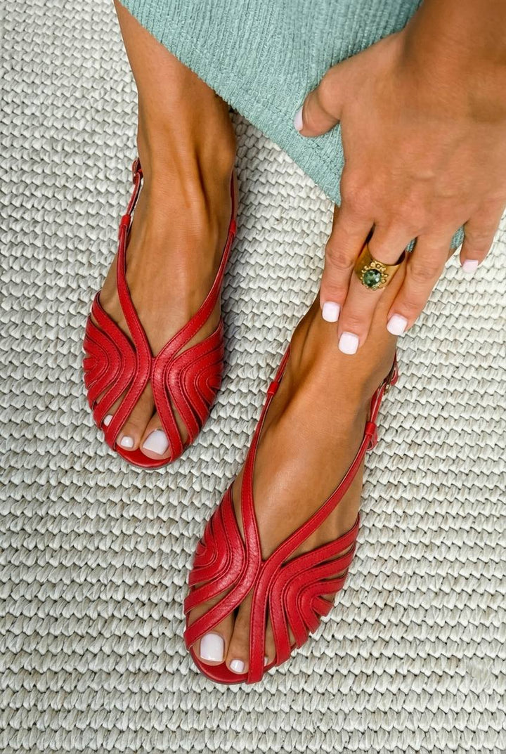 Tania - Červené sandály Peep toe