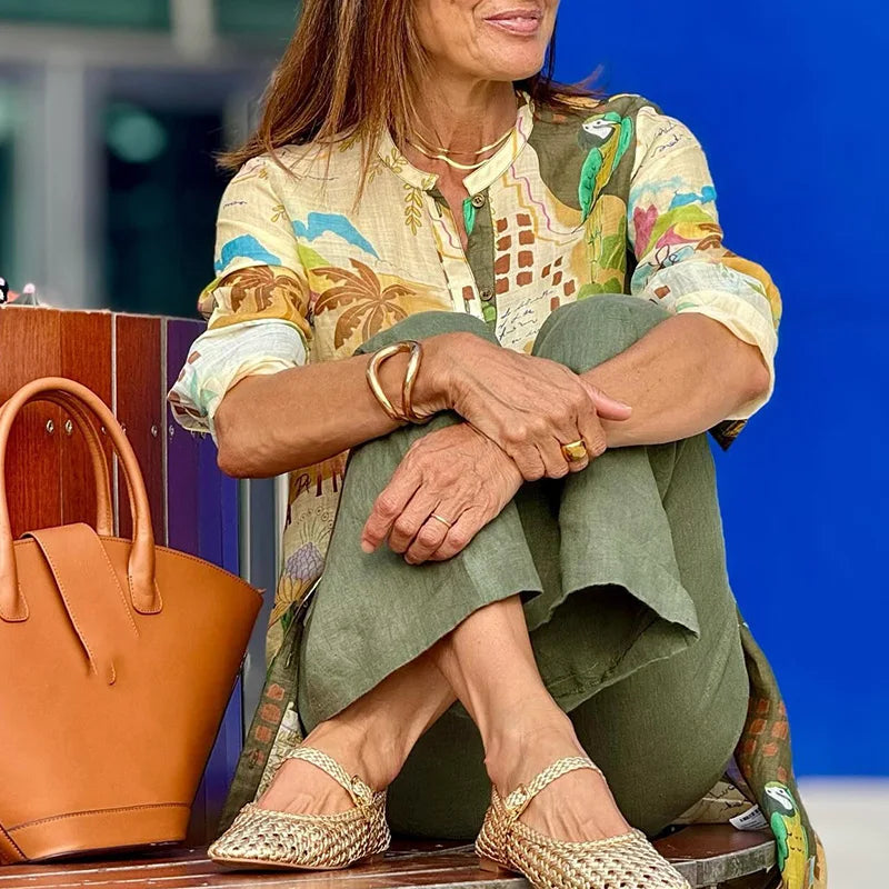 Jessica - Dámský set s dlouhými rukávy a knoflíky
