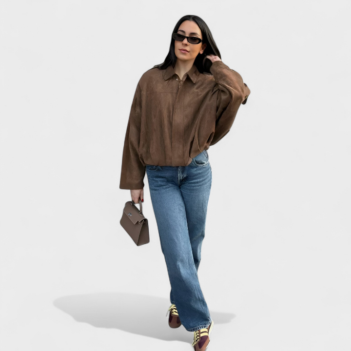 Aurora - Bomber Jacket z Umělé Suede