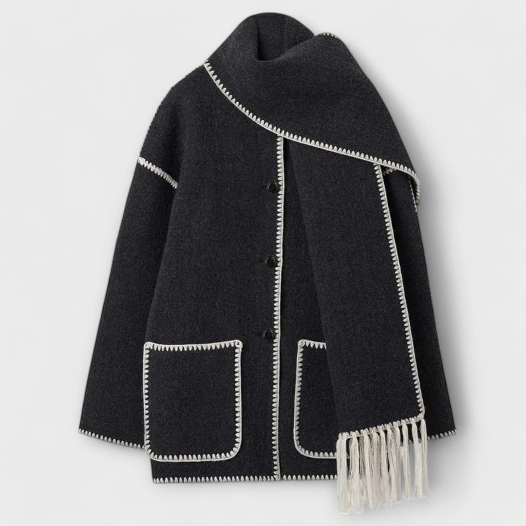 Chanel - Stylový kabát s šálou