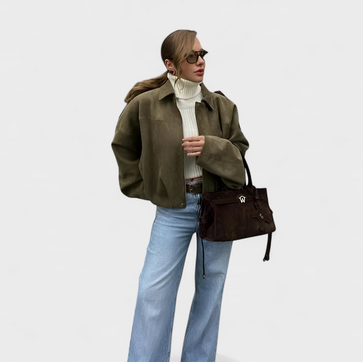 Aurora - Bomber Jacket z Umělé Suede