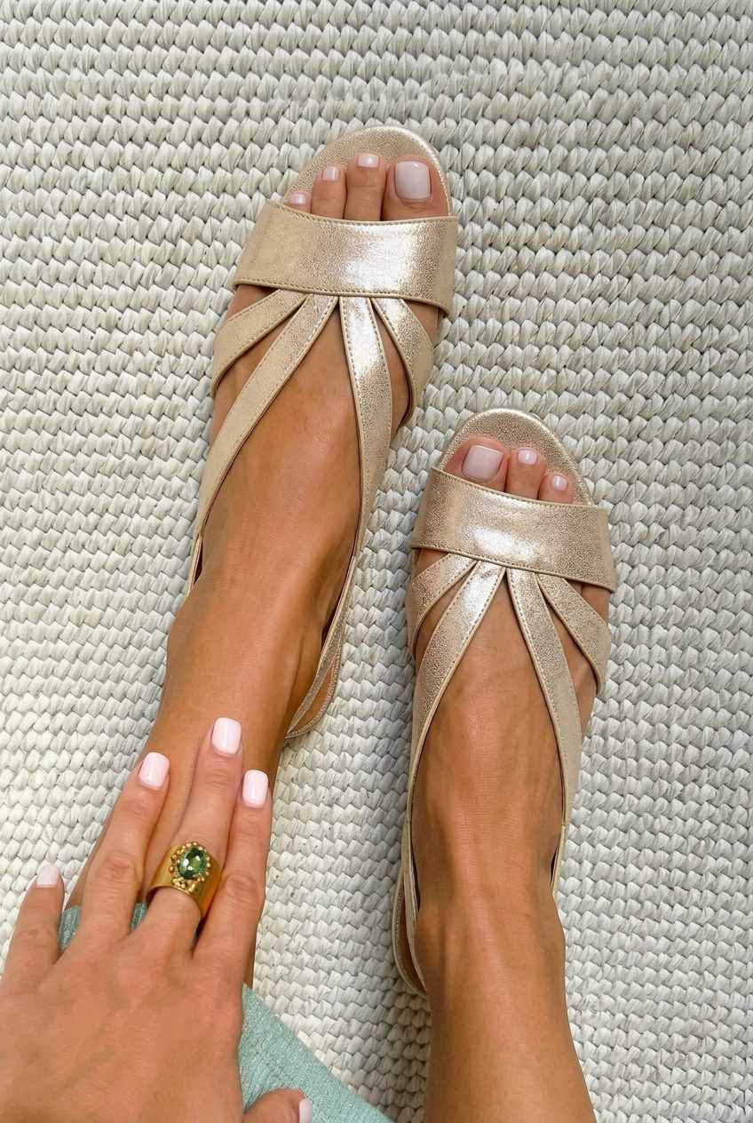 Yolanda - Sandály Slingback v Metalizované
