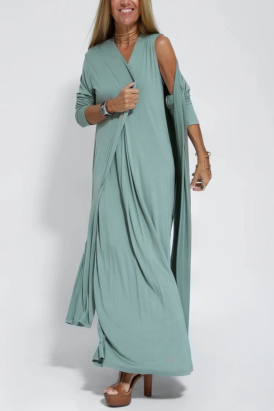 Ana - Elegantní dlouhé šaty + odpovídající pletený svetr